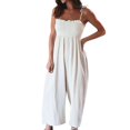 thumbnail image 2 of Aayomet Jumpsuits For Women Dressy Womens Summer Sleeveless Jumpsuit Backless Casual Soild Ruched Slip Jumpsuit,White XL, 2 of 5