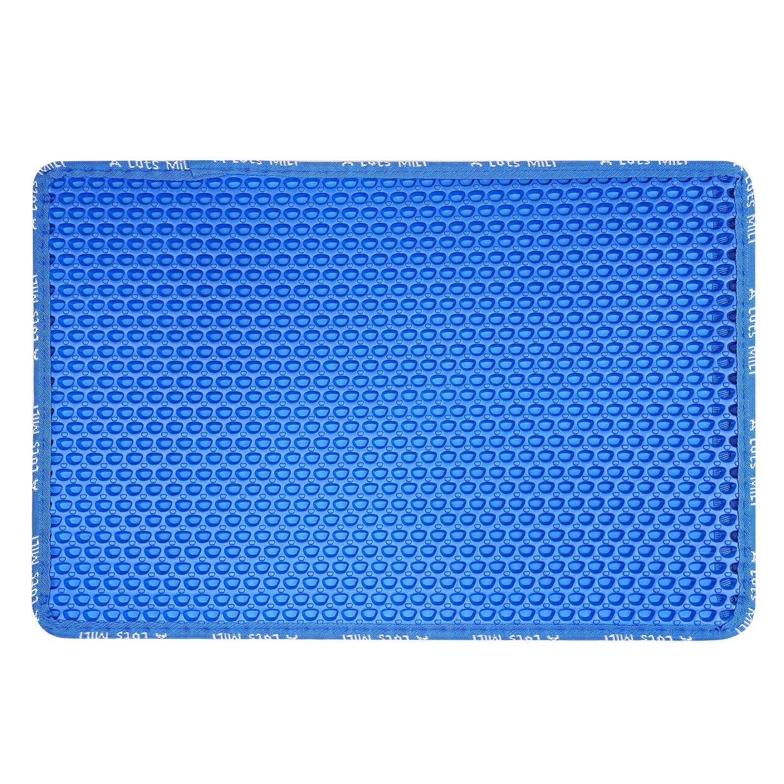 Cat Litter Mat for Litter Box, Double Layer Trapping Mat with Waterproof Bottom, 21x14in Kitty Litter Scatter Control Mat, Blue EVA Scratch Pad for Cat Paws, Easy Clean