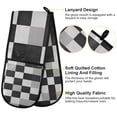thumbnail image 2 of Yayeee Double Oven Mitt Kitchen Heat Resistant Baking 35" x7" Quilted Glove, Black and Gray Plaid Pattern, 2 of 6