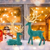 Elegant Electroplated Deer Figurines Set of 2 Modern Resin Deer Statues for Home Decor Couple Reindeer Decor for Living Room TV Cabinet Shelf Mantle Wedding Anniversary Gift Housewarming Christmas