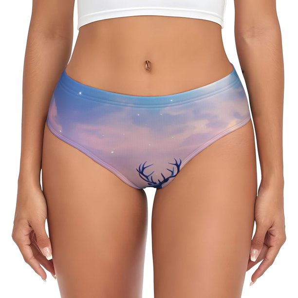 Balery Night Sky Elk Ropa Interior de Algodón para Mujer con Dibujo – Braguitas Cómodas y Elásticas, Estilo Clásico-3X-Large