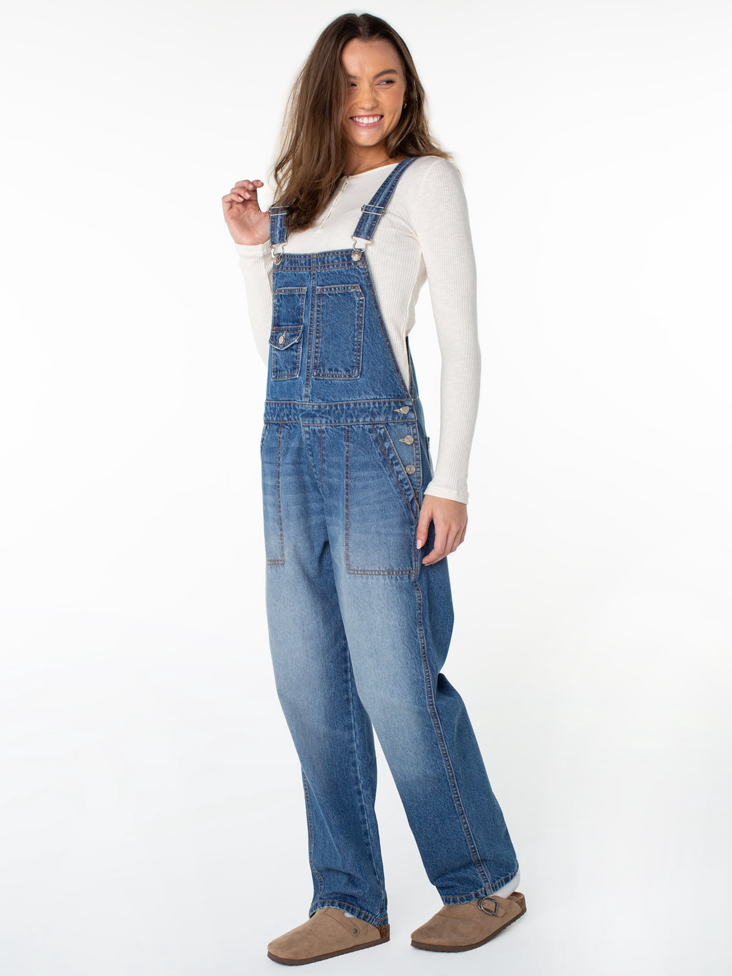 Celebrity Pink Women's Relaxed Boyfriend Overall, Sizes XS-XXXL
