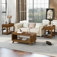 thumbnail image 4 of 25'' Rectangular Farmhouse End Table with Storage Shelf and Solid Wood Legs – Ideal for Living Room, Bedroom, or Office – Walnut Finish, 4 of 9