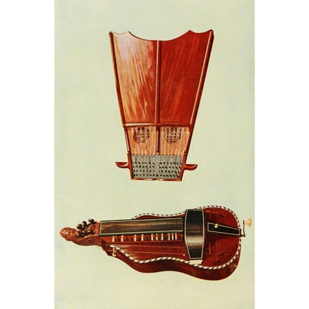 Musical Instruments 1921 Bell Harp & Hurdy-Gurdy Canvas Art - William Gibb (24 x