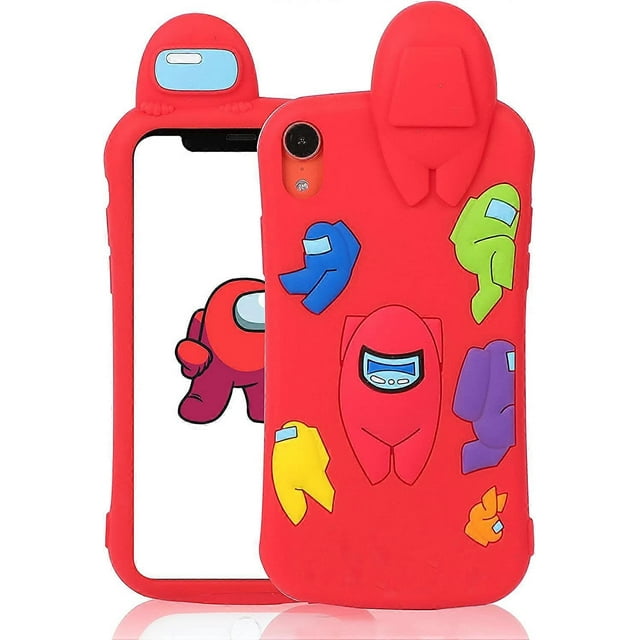 Case for iPhone X/XS Cartoon Cute 3D Kawaii Fun Red Kids Design Soft Silicone Cover, Unique Cool Funny Fashion Trendy Character Cases for iPhone X/XS