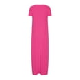 thumbnail image 6 of NXMZXB Plus Size Maxi Dresses for Curvy Women Loose Fit Casual Summer Short Sleeve Crewneck Long T-Shirts Dress Elegant Flowy Beach Sundress with Pockets A-Pink#01 XXXL, 6 of 7
