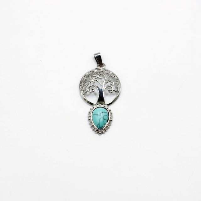 Nvzi Colgante de collar, hecho a mano para collares de hombres y mujeres, colgante en forma de gota de árbol de la vida (azul claro)