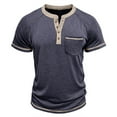 thumbnail image 5 of Krdevn Men's Color Blocked Button Open Neck Pocket Casual Loose Comfortable Solid Color Round Neck Short Sleeved T Shirt,3XL, 5 of 5