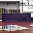 thumbnail image 3 of FREEWOLF M104 Wireless Gaming Keyboard Wired/Bluetooth Mechanical Feel Light up Membrane Computer Keyboard with Numeric Keypad RGB Full Size Mental Panel..., 3 of 12