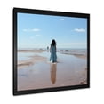 thumbnail image 2 of Designart "Woman's Solitude by the Sea" Coastal Framed Wall Art Decor - Coastal Blue Coastal Beach Entryway Framed Wall Art Print, 2 of 6