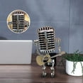 thumbnail image 4 of Fiudx Robot con Micrófono Vintage, Luz Led, Decoración Única de Metal para Escritorio, Poses Ajustables, Obra de Arte para Oficina En Casa, Estilo Industrial Moderno, Tamaño 8,5 X 4 X 3 Pulgadas, 4 of 5