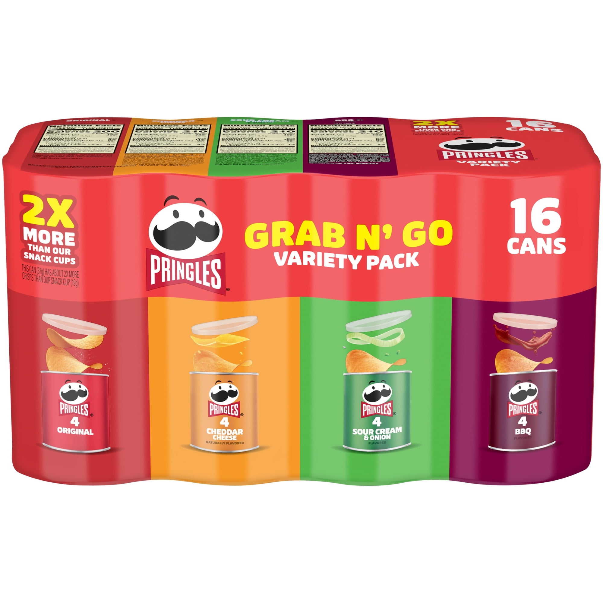 Pringles Potato Crisps Chips, Lunch Snacks, Variety Pack, 22oz Pack (16 Cans)