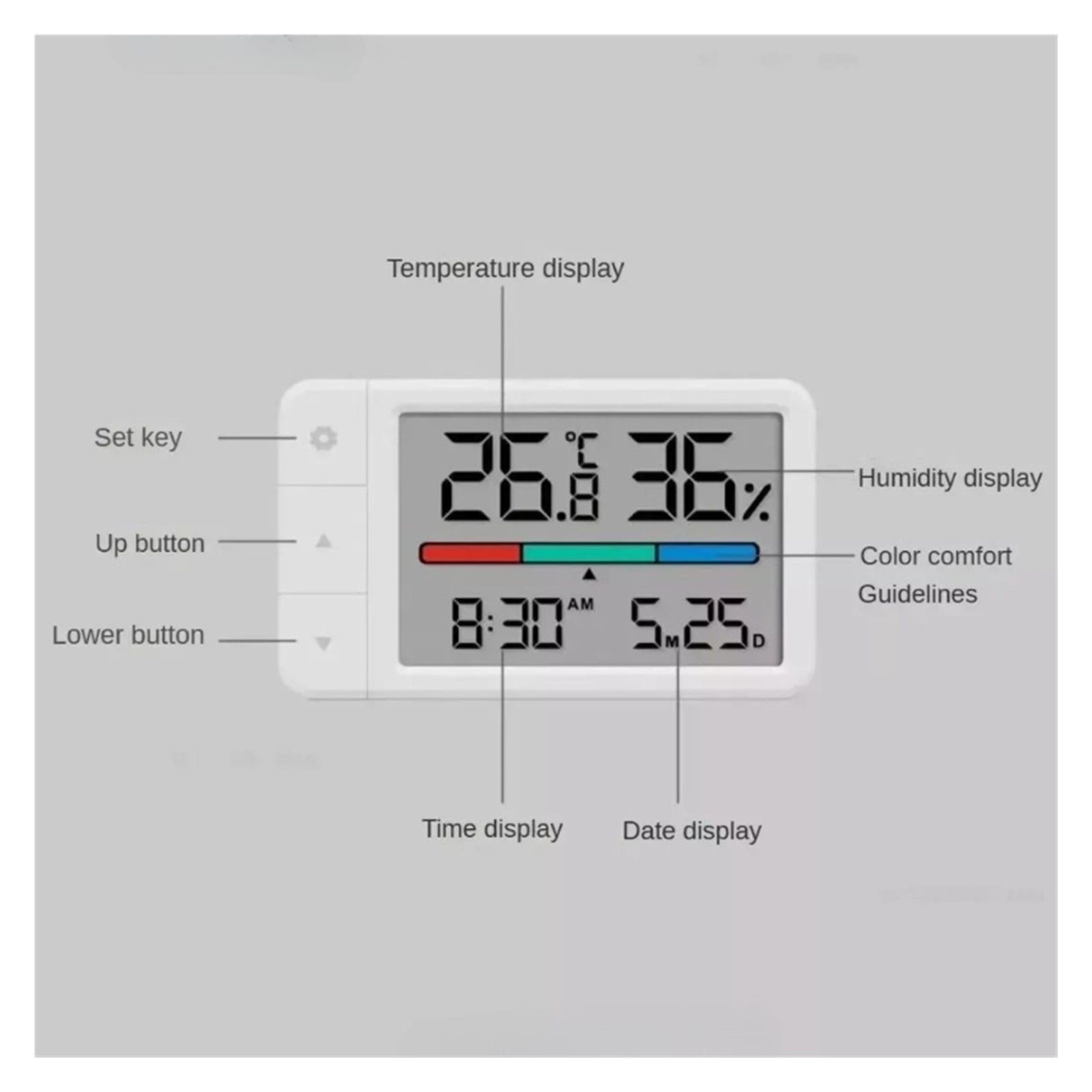 Intelligent Thermometer Hygrometer Meter Multi Function Clock Digital Display Weather Station Sensor ,Pool Essentials