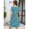 thumbnail image 4 of Chiclily Women's Summer Casual T-Shirt Dress - Short Sleeve Crisscross V-Neck Swing A-Line Tunic Sundress with Pockets, Monet Garden Size M, 4 of 6