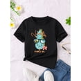 thumbnail image 1 of T-Shirt d'Été à Manches Courtes pour Filles avec Imprimé Ananas, 1 of 5