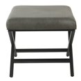 thumbnail image 2 of HomePop Modern Metal and Faux Leather X-base Ottoman in Gray, 2 of 8