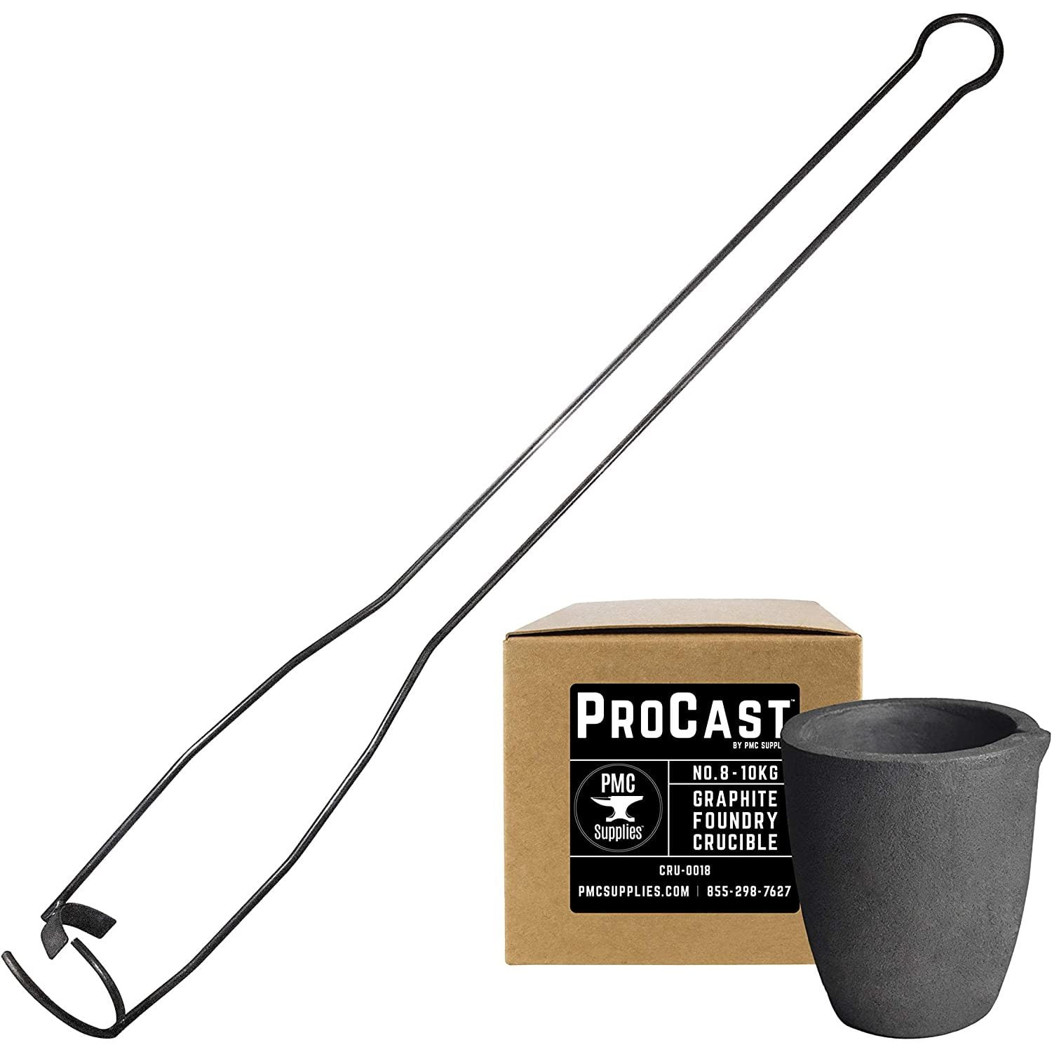 ProCast Kg Clay Graphite Crucible and Vertical Heavy Duty Pouring Foundry Tongs Kit for Propane