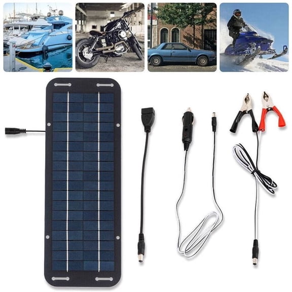 Knadgbft Portable 12V/30W Solar Panel Battery Charger Maintainer, silicon Black, 7 Count