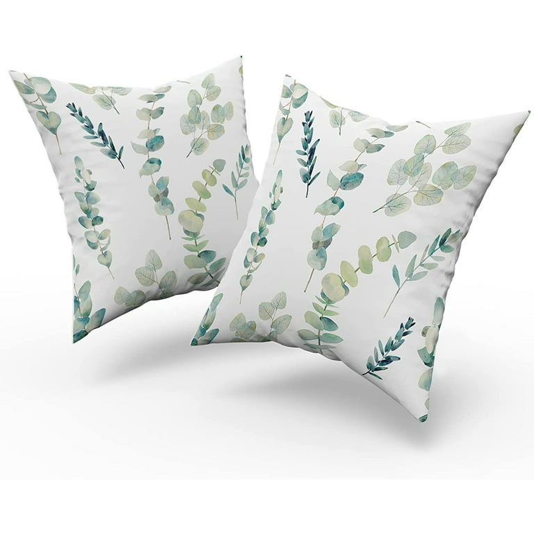 Seaweed Green Throw Pillow Covers 18x18 Set of 2 Fall Farmhouse Linen Print  Decorative Pillows for Couch Outdoor Pillows Case, Pillow Cover for Living