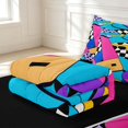 thumbnail image 6 of Manfei Classic Plaid Zipper Twin Comforter Sets with Fitted Sheet and 2 Pillowcases,Vintage Check Zipper Bedding Set,Pink Blue Yellow,Black Reversible,4pcs, 6 of 8