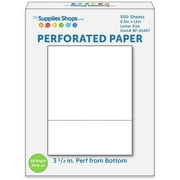 Perforated Paper, 3 1/2" From Bottom, Horizontal on White 24# Letter Size Copy Paper (Ream of 500)