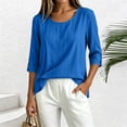 thumbnail image 5 of Lmueinov 3/4 Sleeve Length Tops for Women 100%Cotton Solid Crew Neck Casual Tunic Shirts Lightweight Pullover Blouses for Summer Fall Daily Vacation, 5 of 7