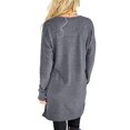 thumbnail image 3 of Blusa informal gris con bolsillos y abertura lateral, blusa de manga larga con escote en V para mujer, 3 of 7