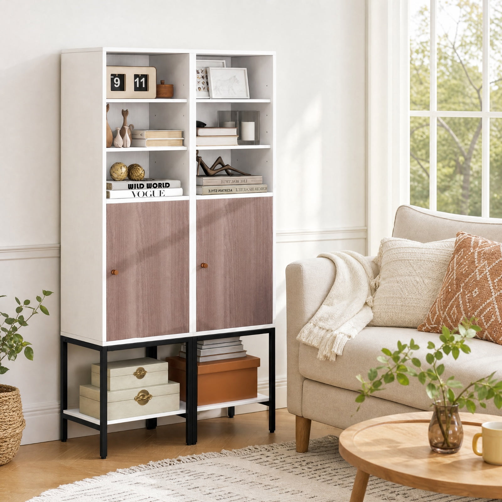 Vebreda Freestanding Bathroom Storage Cabinet, 57 Inch Bathroom Tall Cabinet with 1 Door and 4 Shelves Narrow Storage Unit with Adjustable