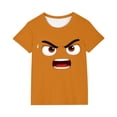 thumbnail image 2 of Blusas y camisas de manga corta con cuello redondo para niños y niñas, color liso, con estampado de expresión linda, manga corta, holgadas y cómodas, blusa para niña, 2 of 6