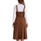thumbnail image 3 of Vestido midi casual sin mangas de cuello cuadrado y ribete para mujer Inspire Chic, color marrón, talla XS, 3 of 6