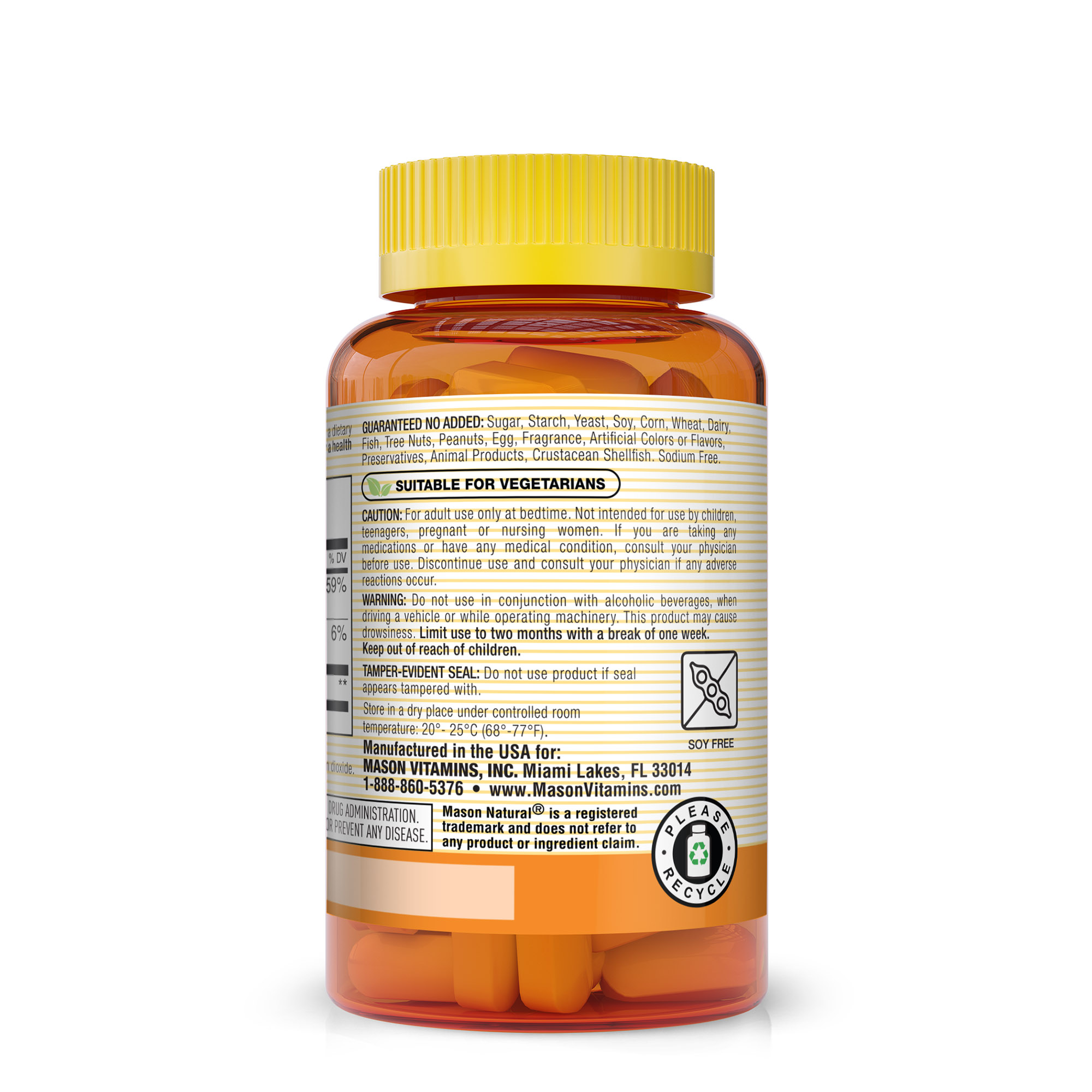 (3 pack) Mason Natural Melatonin 10 mg with B6 and Calcium, 60 Caplets