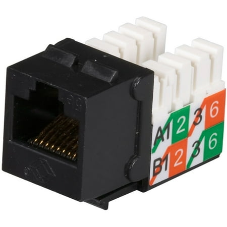 Cat5e Wiring Block - Black Box GigaBase2 CAT5e Jack, Universal Wiring, Black, Single-Pack