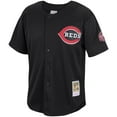 thumbnail image 2 of Men's Mitchell & Ness Barry Larkin Black Cincinnati Reds Cooperstown Collection Mesh Batting Practice Button-Up Jersey, 2 of 3