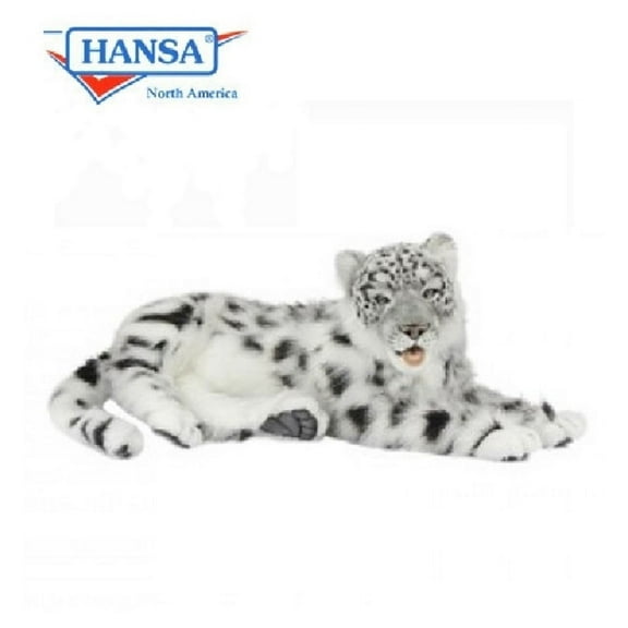 Handcrafted Laying Snow Leopard Stuffed Animal 25.75"