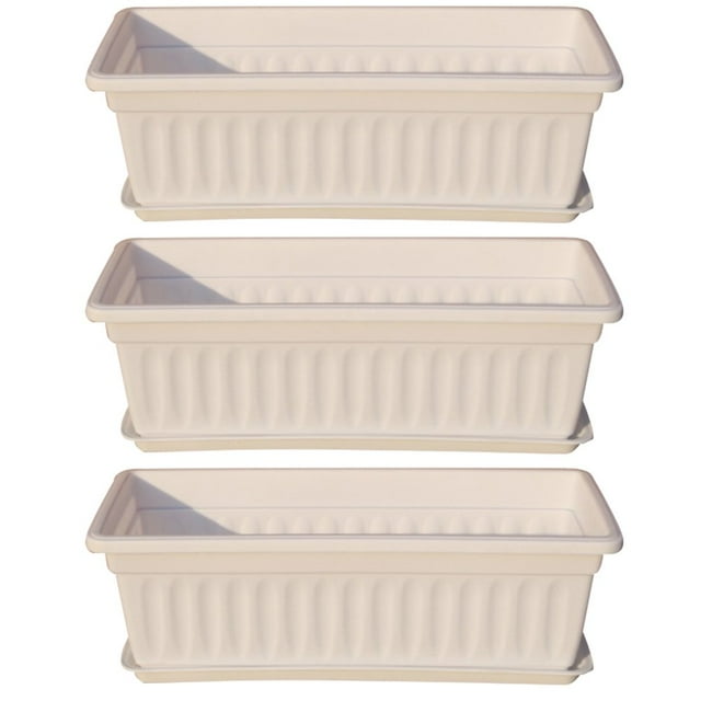 3Pcs Balcony Garden Rectangular Vegetable Flower Planter Resin Box Planting Pot
