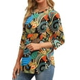 thumbnail image 3 of Fantaslook Womens Plus Size Tops 3/4 Sleeve Pleated Dressy Blouses Crew Neck Casual Tunic Tops Summer Shirts, 3 of 7