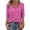 Hot Pink, variant on TKYCMSUAKI Womens Cotton Linen Blouses 3/4 Sleeve Ruffle V Neck Solid T-Shirts Textured Loose Fit Tunic Tops Summer Casual Basic Tee