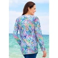 thumbnail image 4 of Swim 365 Women's Plus Size Split-Neck Long Sleeve Swim Tee With Built-In Bra, 4 of 6