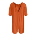 thumbnail image 5 of YFELWZ Womens Plus Size Jumpsuits V Neck Casual Short Sleeve Romper Tee Rompers Athletic Workout Reversible Overalls With Pockets Orange S, 5 of 5