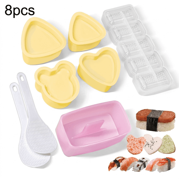 MoHern Onigiri Mold Set 8Pcs Non-Stick Sushi Making Kit Rice Ball Molds Rectangular Multifunctional Onigiri Maker for Lunch Bento Box Home kitchen DIY Cooking