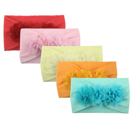 

Girl Baby Toddler Turban Solid Headband Hair Band Flower Accessorie 5PC Headwear