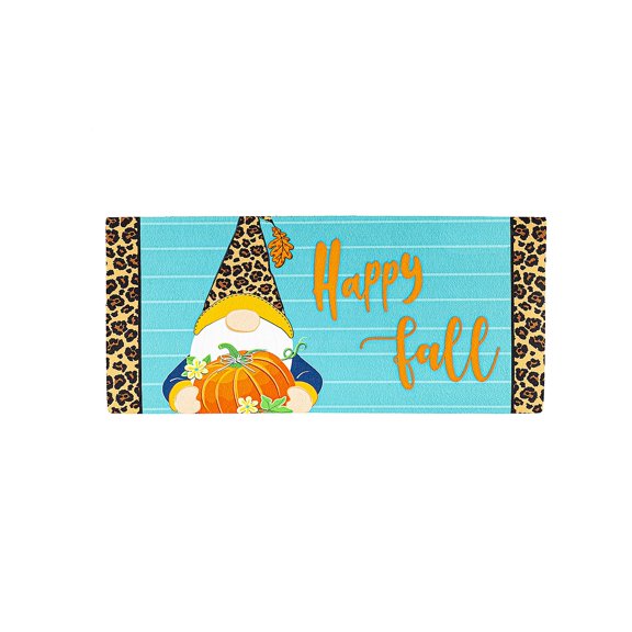 Evergreen Fall Gnome with Pumpkin Sassafras Indoor Outdoor Switch Doormat 1'10"x10" Multicolored