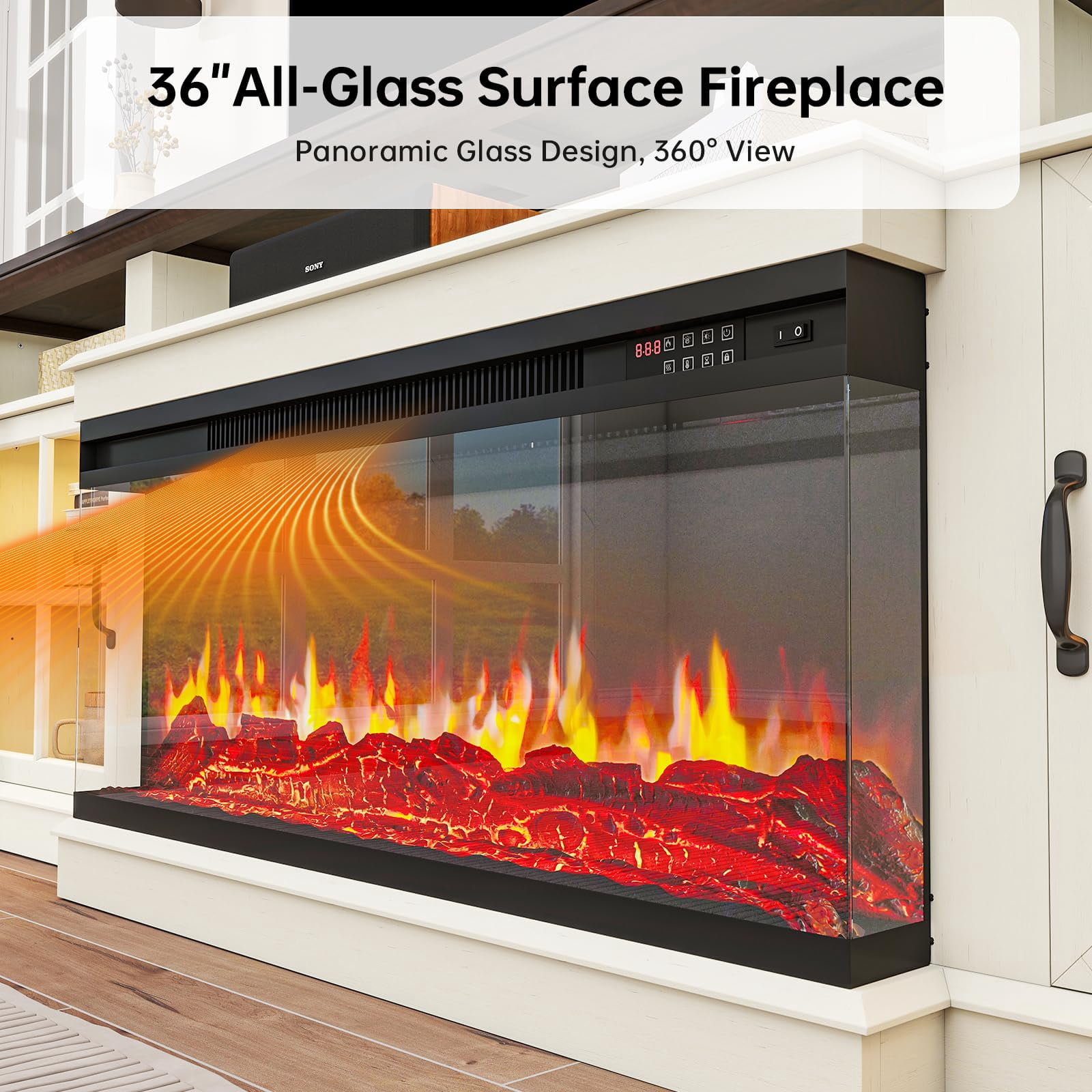 Sonegra 80" Fireplace TV Stand with Led Light, Entertainment Center for TVs up to 90", White