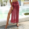 thumbnail image 6 of MELDVDIB Womens Mesh Skirt Elastic Waisted Hem Slit Elegant Summer Skirt Fashion Casual Solid Color Beach Cover-Up Long Skirts, 6 of 7