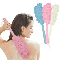Back Scrubber for Shower, Loofah Sponge Brush Exfoliating Body, Long Handle Scrub Brush for Shower with Loofah on a Stick for Back Use, Bathing Accessories Body Brushes