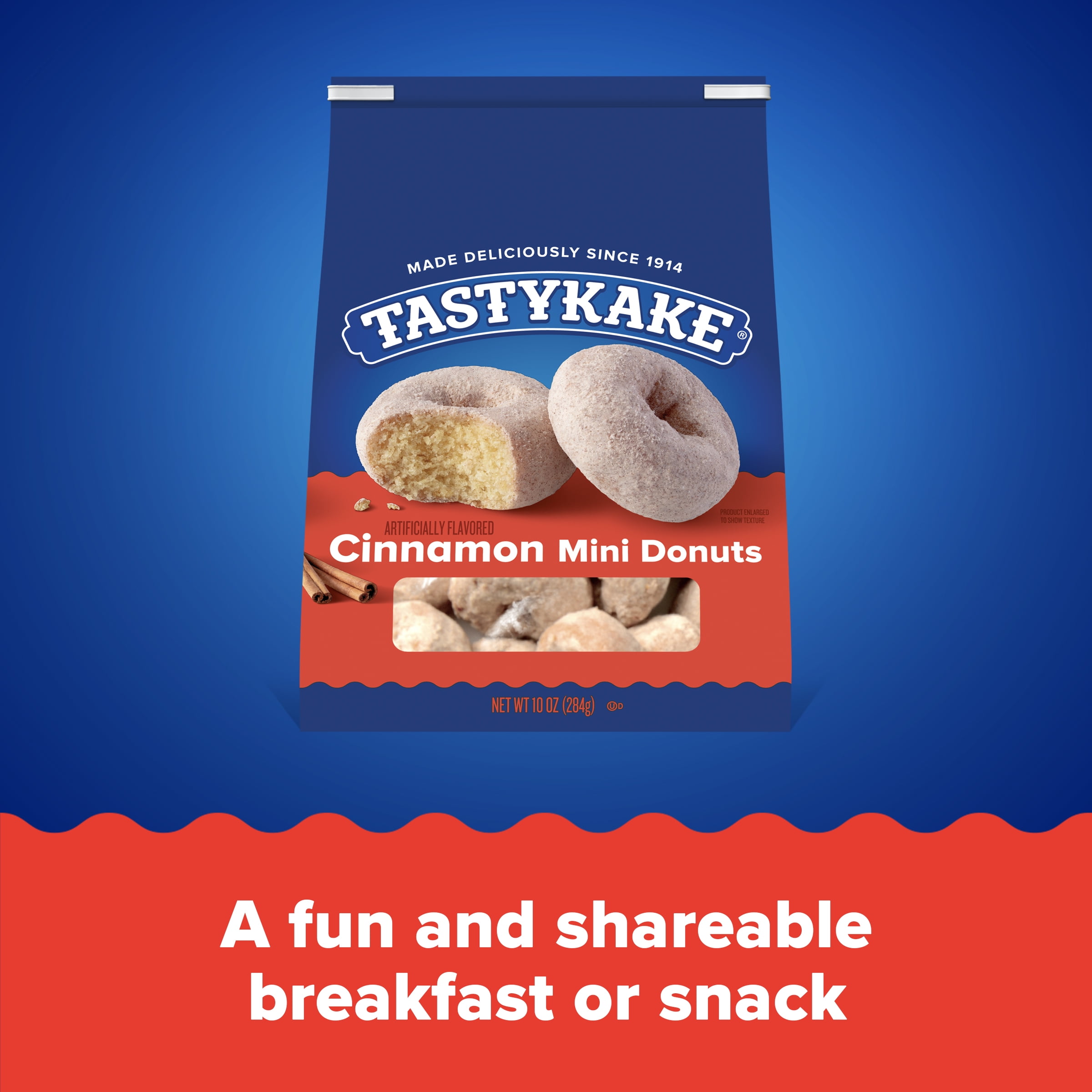 Tastykake Cinnamon Mini Donuts, Shareable Donuts, 10 oz Bag