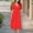 Red, variant on Womens Summer Dress Fashion Solid Color V-Neck Mid-Length Dress Leisure Slim Fit Short Sleeve Holiday Party Dresses
