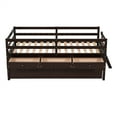 thumbnail image 3 of Twin Size Loft Bed, Modern Multi-Function Solid Wood Low Bed Frame with Safety Fence, Climbing Ladder, Storage Drawers and Trundle, Low Loft Bed Frame for Kids, Teens Bedroom, Espresso, 3 of 7