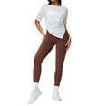 thumbnail image 3 of Womens'S Sheer Off the Shoulder Pullover Mesh Workout Long Sleeve T Shirt White L, 3 of 7