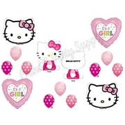 C & S Party Supply Balloons Mylar Latex Hello Kitty Shower, 14 Pieces